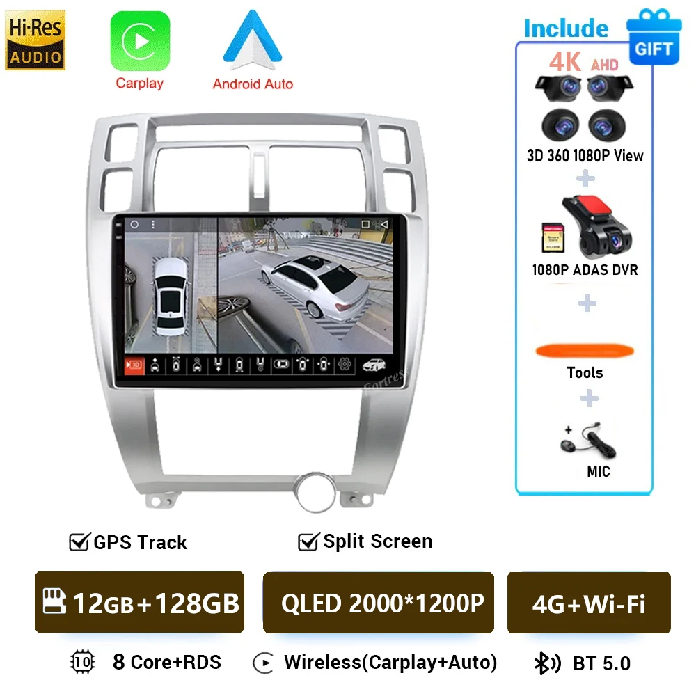 Android 16 Autoradio voor Hyundai Tucson 2004-2013 Multimedia Video Player Navigatie 2 Din DVD Head Unit Stereo Carplay luidsprekers