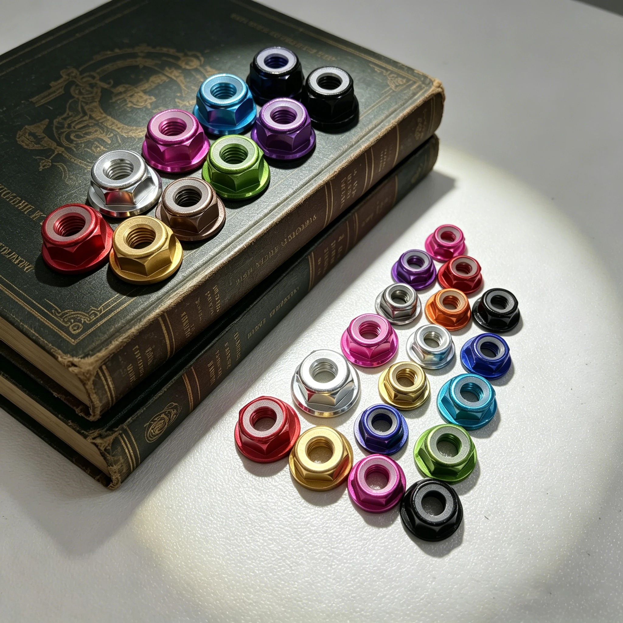 15pcs  Anodized Colourful Aluminum Flange Nylon Lock Nuts Self-locking Colourful Flange/hex Lock Nut M2 M2.5 M3 M4 M5 M6 M8
