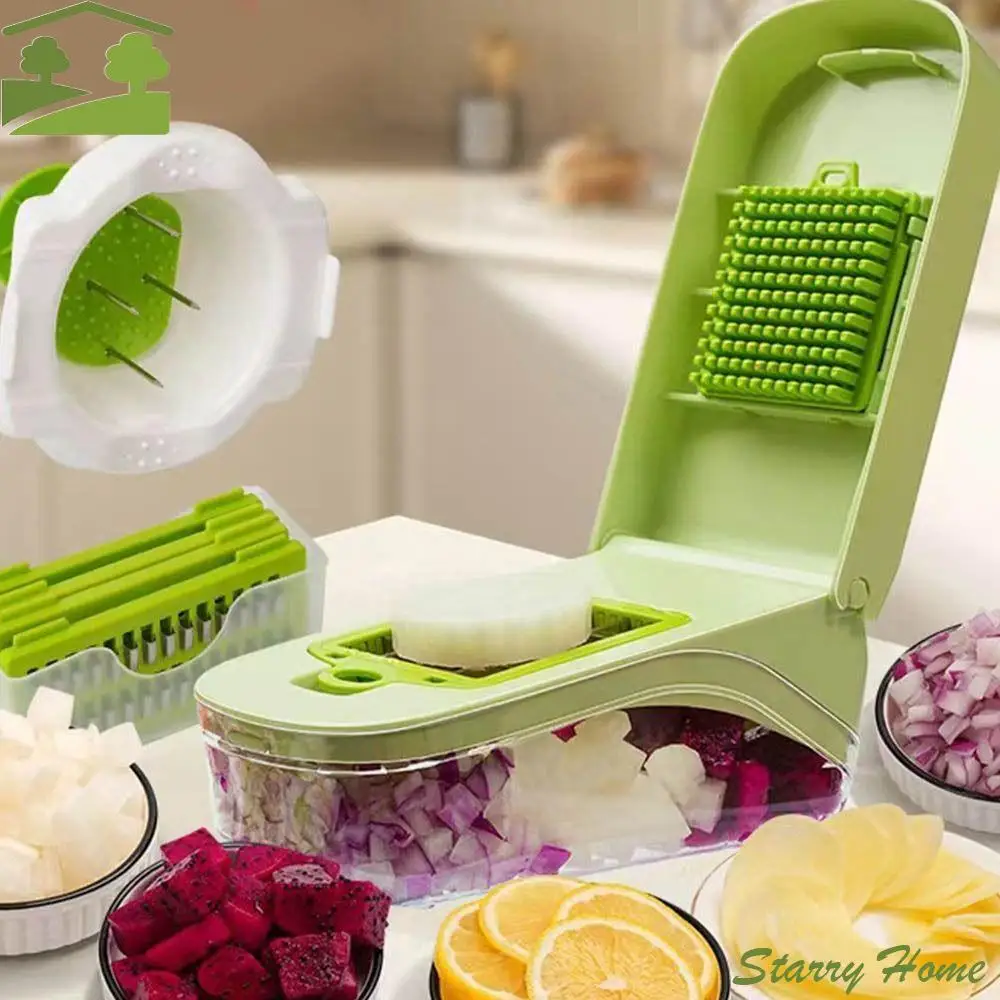 

With Basket Vegetable Chopper Time Saver Easy Pour Opening Chopper Vegetable Slicer Ultra-Sharp Safe Vegetable Cutter Potato