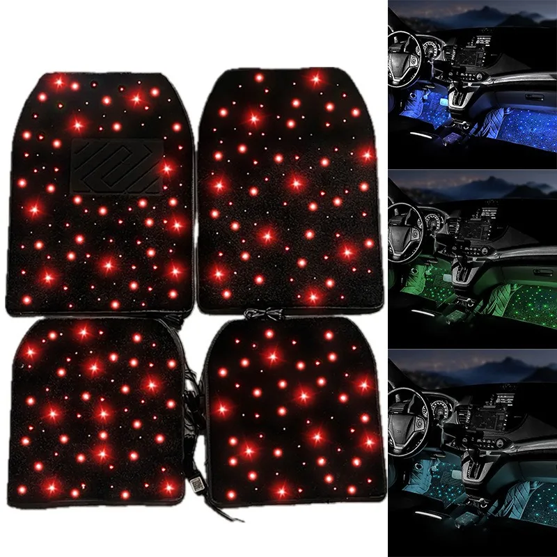 

Car LED starry sky floor mat light RGB atmosphere light Gypsy luminous floor mat Car interior modification light