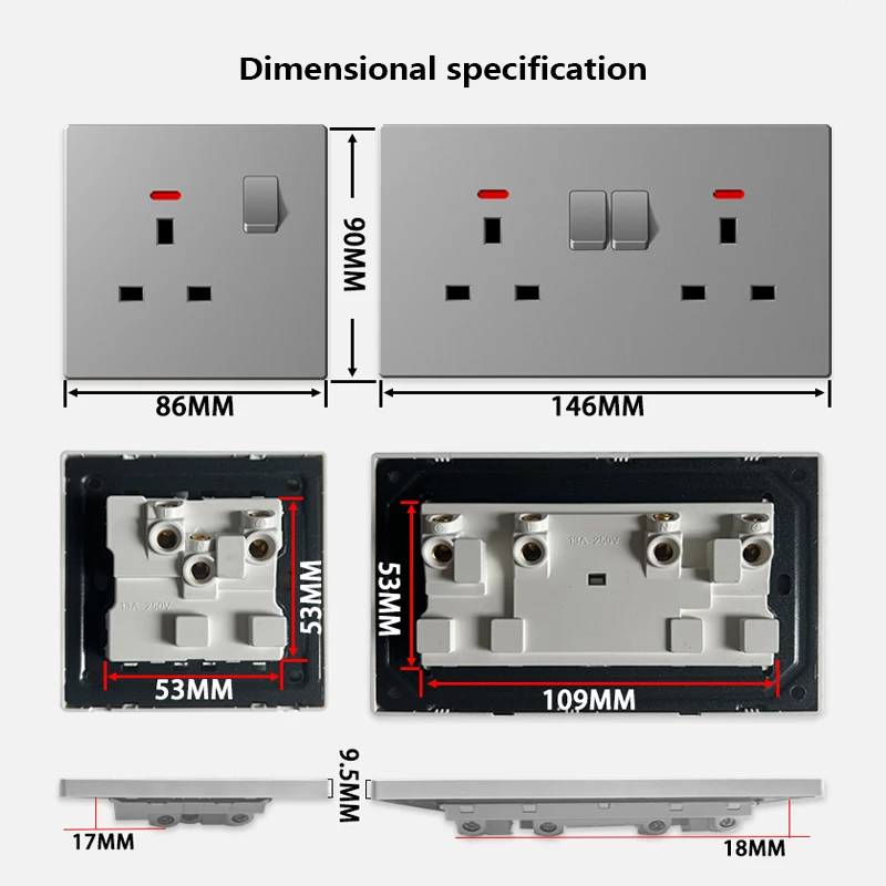 Universal Smart 3.1A USB C Wall Socket,UK Type-C 20W Fast Charging Plug Adapter Outlet,1/2/3/4 Gang Wall Light Electrical Switch