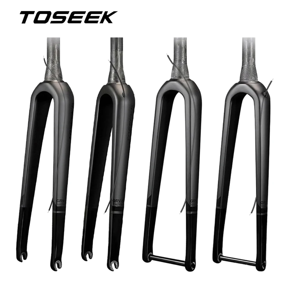 

TOSEEK Gravel Fork 700C*45C T800 Carbon Fiber Bicycle Front Fork Road Bike Fork Tapered Forks QR 9*100mm or Thru Axle 12*100mm