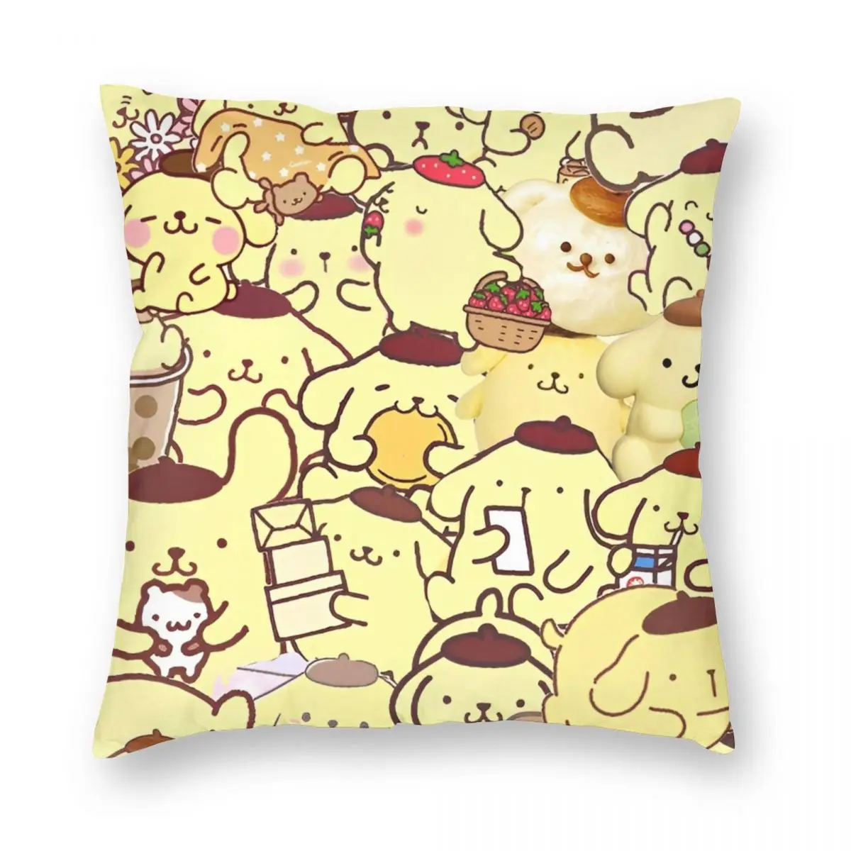 Sanrio Kawaii Pom Pom Purin Pillowcase Printing Polyester Cushion Cover Decorative Throw Pillow Case Cover Home Wholesale 40X40