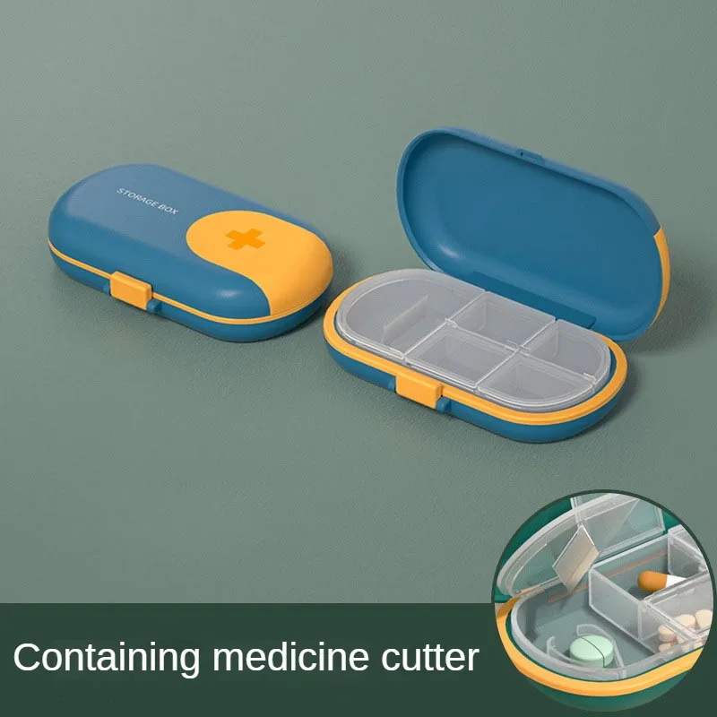 Travel Convenient Small Medicine Box Mini Carry-On Storage Box Pill Box Medicine Cutter Sealed Compartment Pill Cases