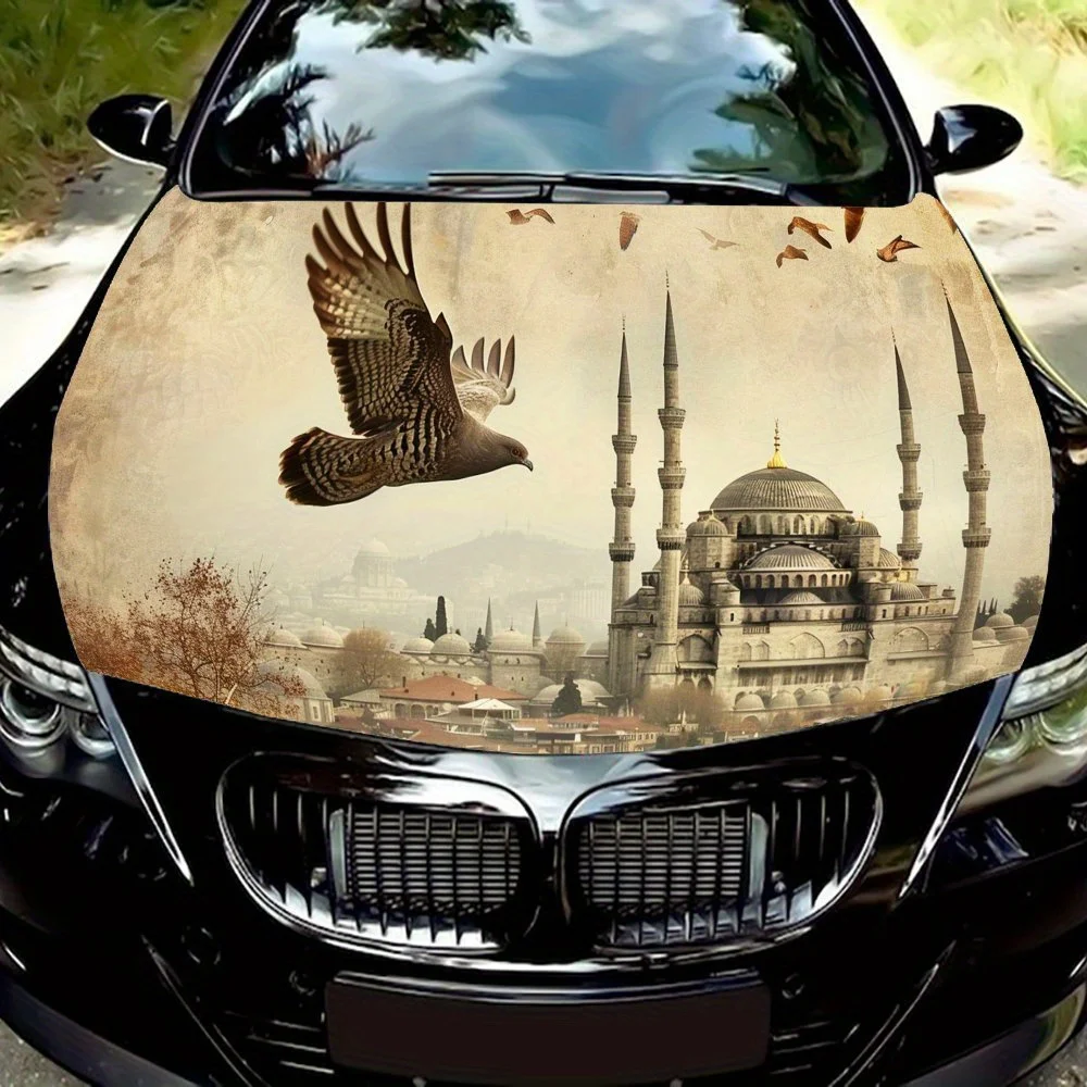 

Dreamy Eagle Skimming Holy City Car Hood Wrap Color Vinyl Sticker Truck Graphic Bonnet Auto Accessories Decoration Decal Gift