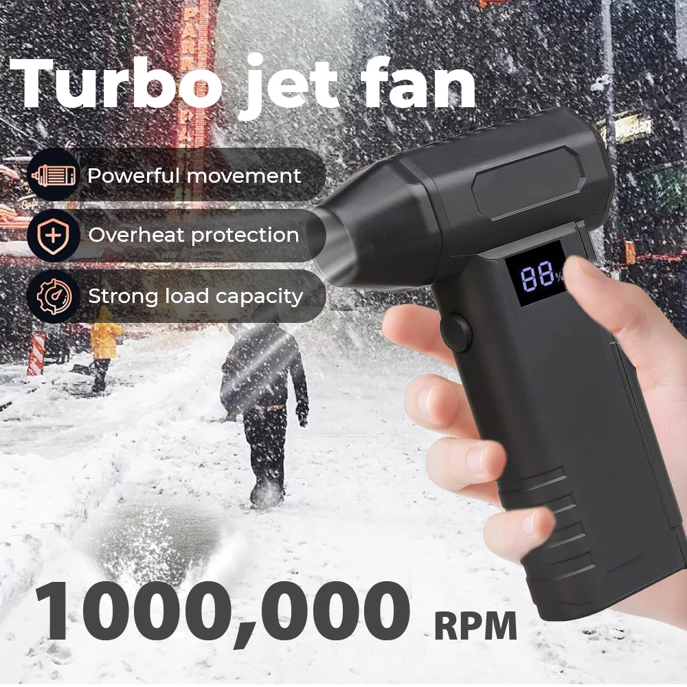 

1000000 RPM turbofan, brushless motor, powerful. Turbo jet fan