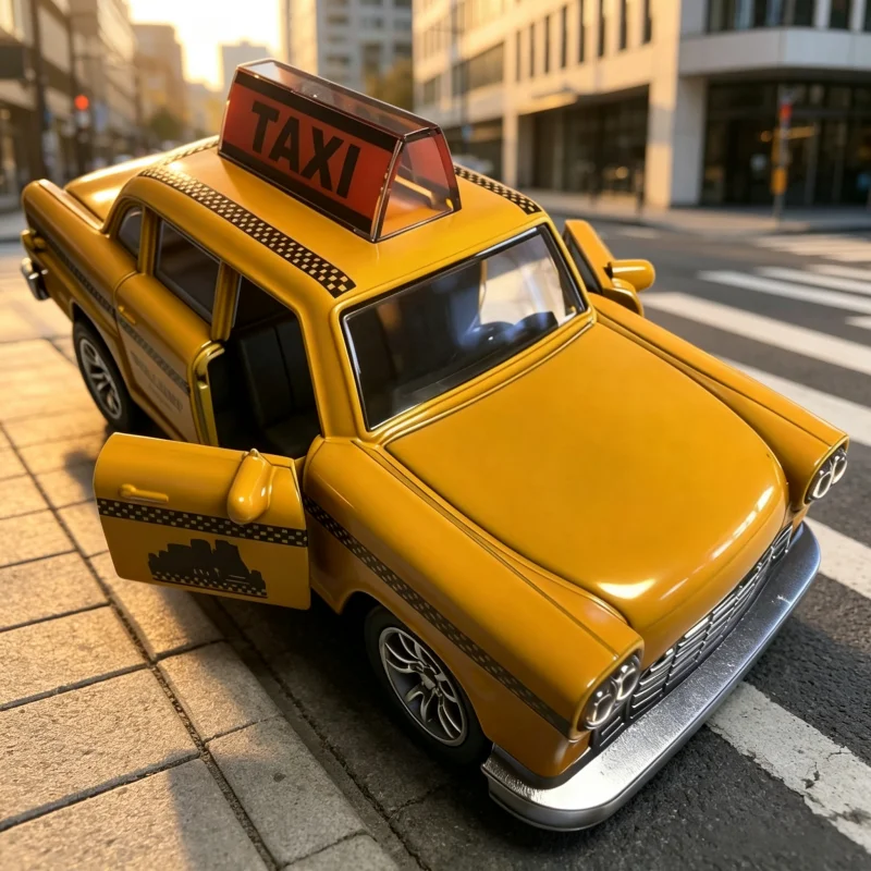 1/36 classic taxi alloy toy car, pull back function, open door, mini die-cast car model, suitable for collection and gift