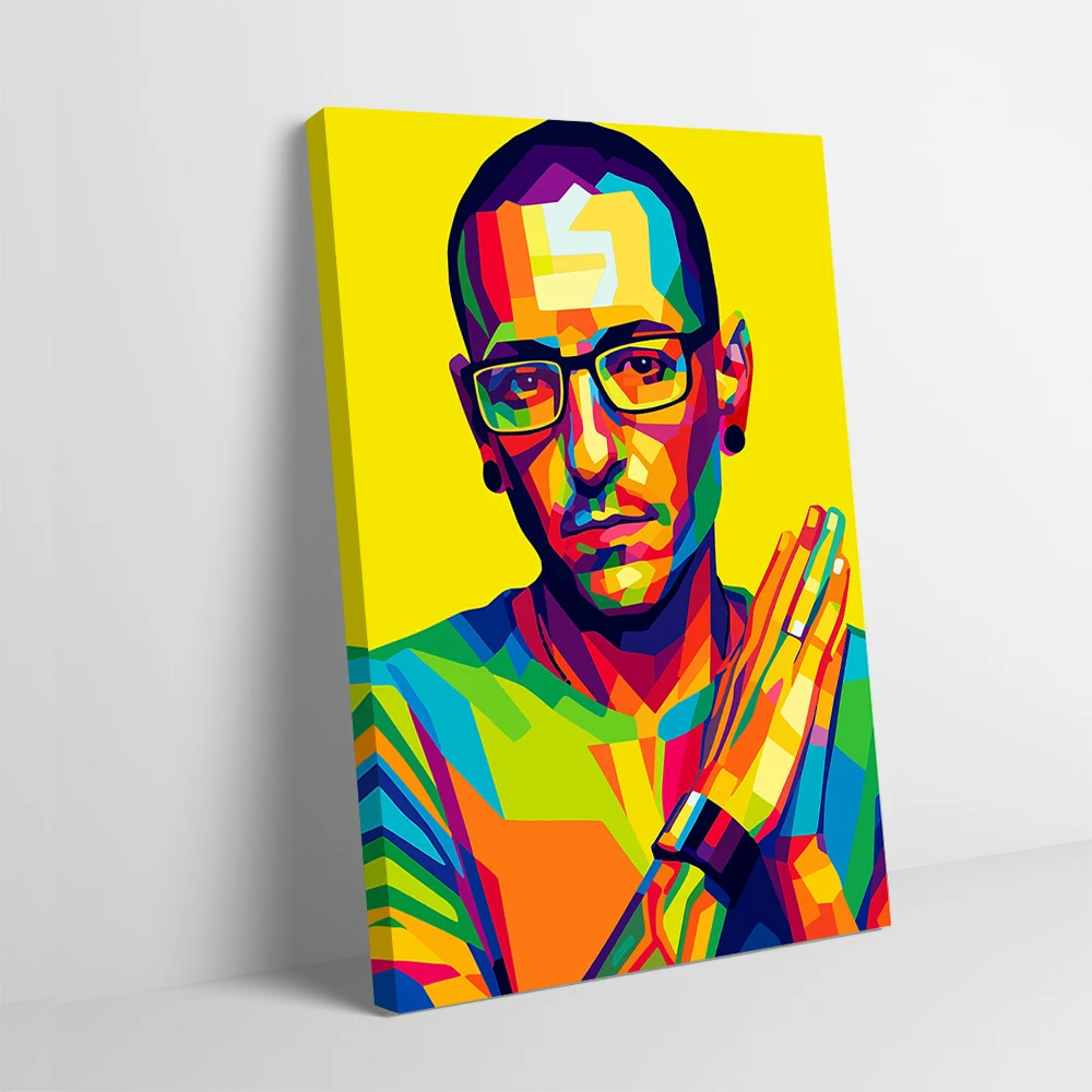 Chester Bennington Colorful Pop Art Poster Customizable Printed Canvas Painting Wall Art Gift for Living Room Decorations Mural