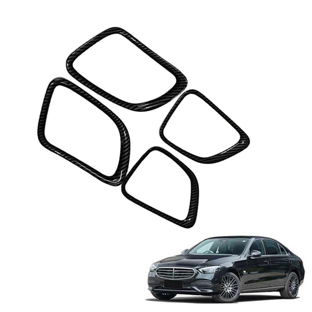 4Pcs Carbon Fiber Side Door Audio Speaker Cover Decorative Ring Cover Trims for Mercedes Benz C-Class W206 2021 2022