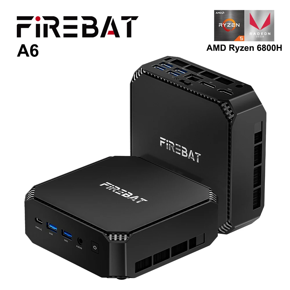 Firebat A6 كمبيوتر صغير AMD R7 6800H 8-core 16-thread كمبيوتر 16GB DDR5 512GB PCIe 3.0 SSD WiFi 6 BT5.2 كمبيوتر مكتبي صغير
