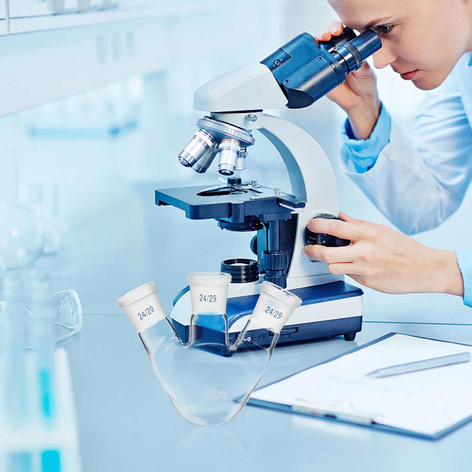 

3 Neck Flask Professional Chemistry Lab Equipment Durable Long Time Use Applications Laboratory 3 Neck Flask