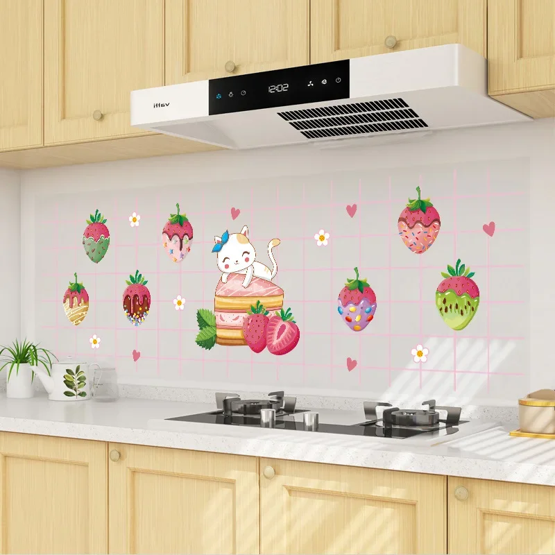 Kitchen high-temperature and oil smoke resistant tiles, wall waterproof and moisture-proof self-adhesive transparent stickers