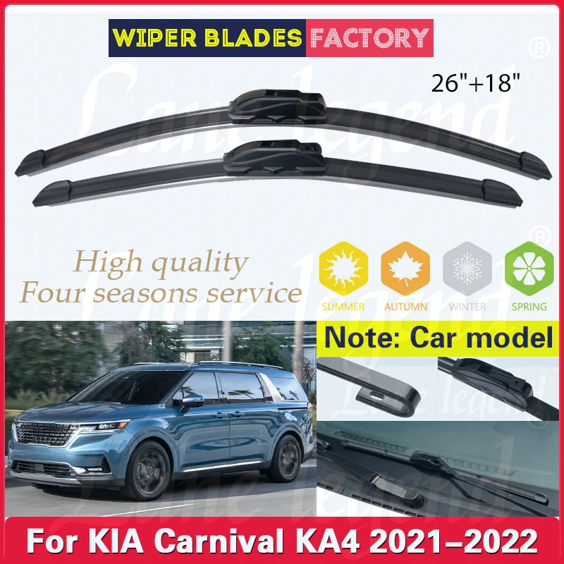 

For Kia Grand Carnival KA4 MK4 2021-2022 Front Wiper Blades Boneless Frameless Rubber Cleaning Car Accessories 26"+18"