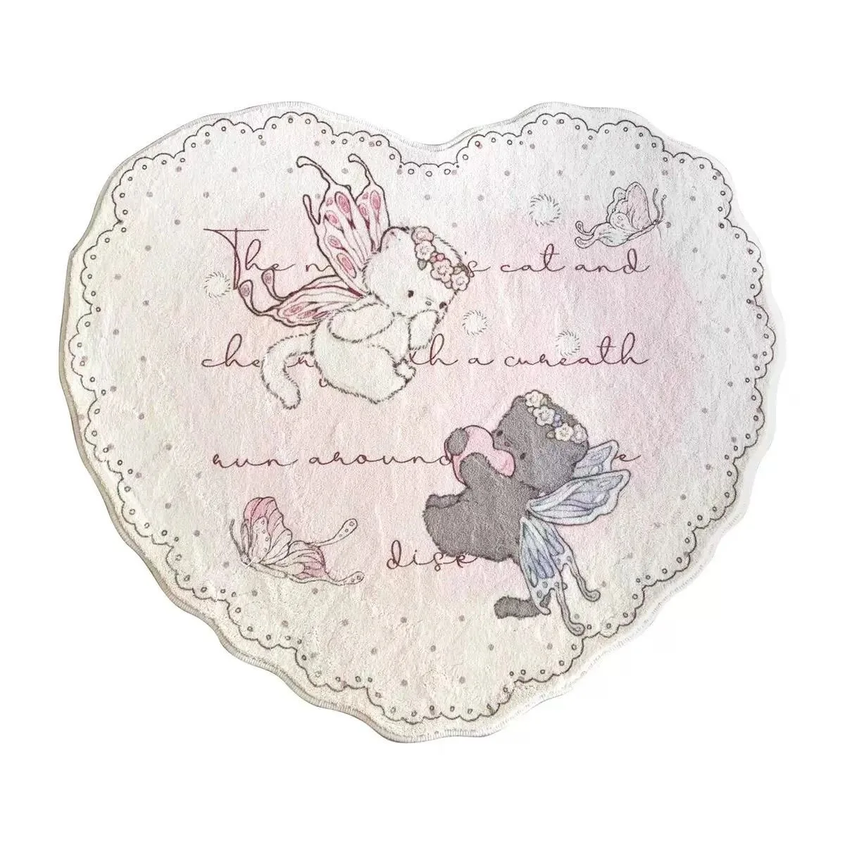 VIKAMA Girls' Carpet Bedside Rug Bedroom Heart-Shaped Cute Bedside Mat Bedroom Faux Cashmere Pad Durable and Machine Washable