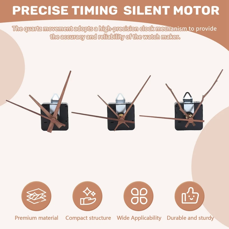 Quartz Clock Movement Mechanism Parts With 3 Types Of Walnut Wood Clock Hands Clock Accessories For Clock Repair