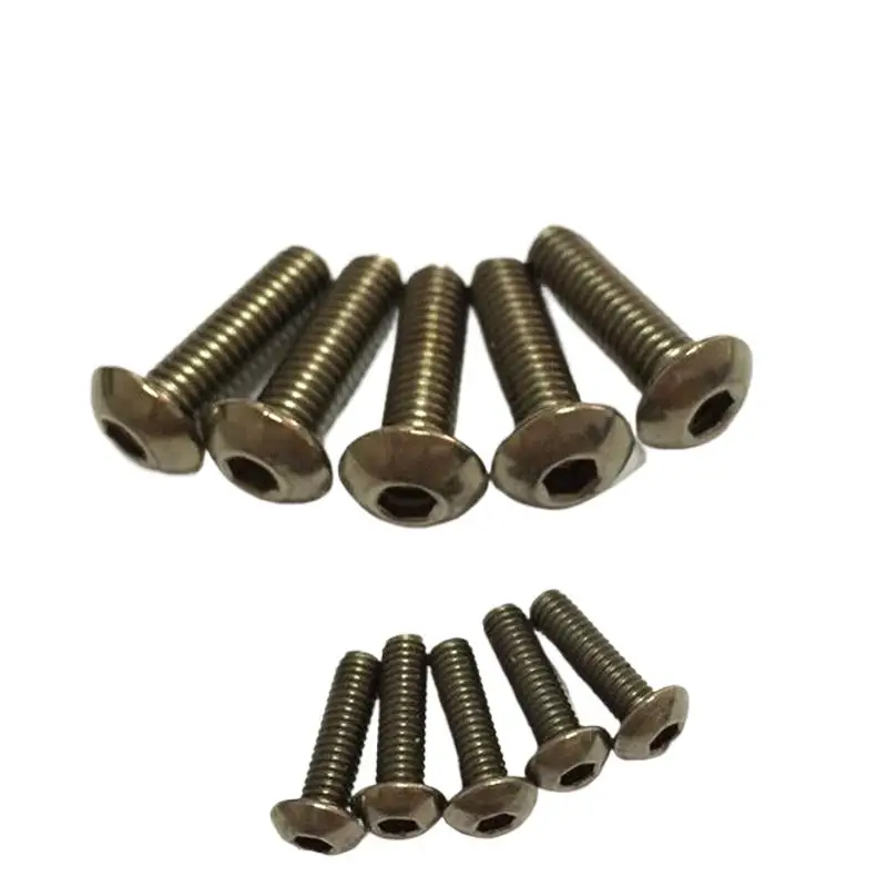 50pcs/lot M6*L Pure Titanium Button Head Socket Screw Titanium Alloy Small Screw GR2 ISO7380 M6*10/12/15-50/55/60