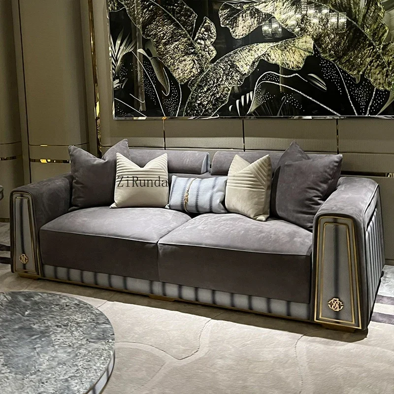 

Итальянский домашний диван, мебель для гостиной, современный легкий роскошный высококачественный кожаный матовый комбинированный диван