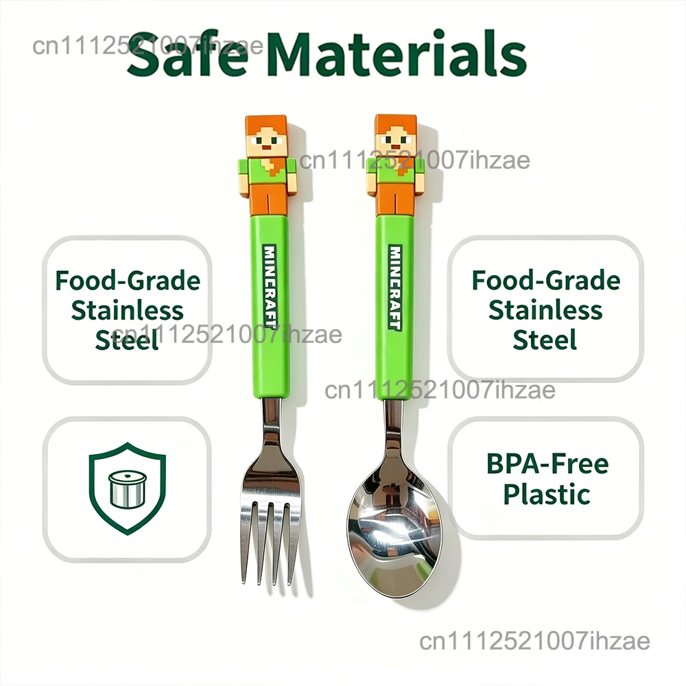 Hot Selling Funny Anime World 304 Stainless Fork Spoon Set Figures Doll Handle Portable Cutlery Storage Household Tableware Gift view 2