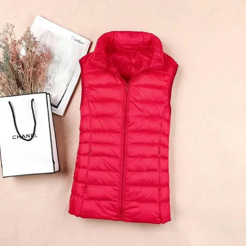 New Autumn Women Ultra Light Down Vests Slim Jacket Girl Gilet Lightweight Warm Waistcoat Female Short Vest Outwear 5XL 6XL 7XL