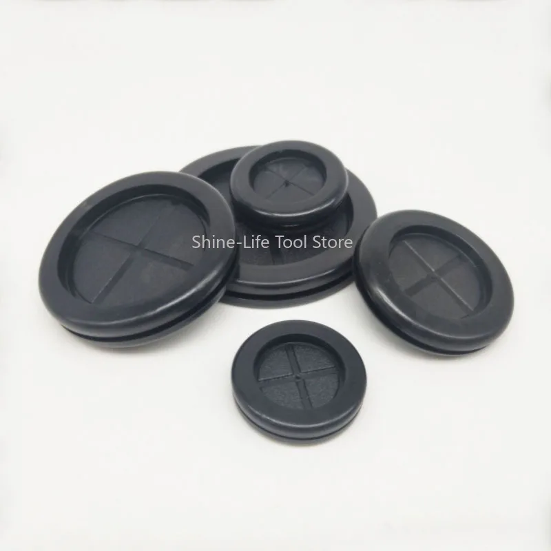 Hole Dia 16~100mm Double-sided Rubber Black Round Grommet Protective Coil Electric Box Inlet Outlet Seal Ring Dust Plug Cover image 5