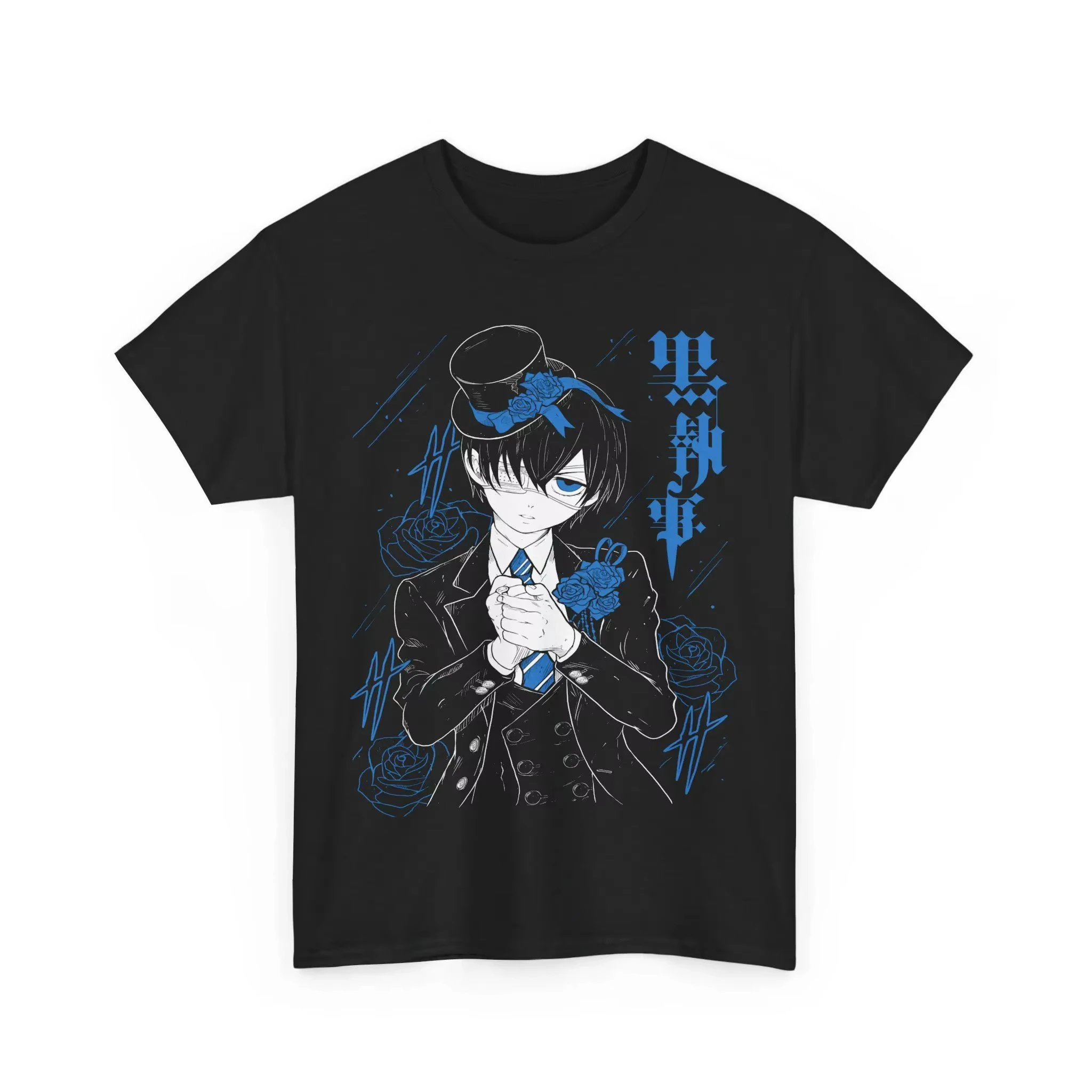Black Butler Anime T-shirt Vintage Washed Y2K Aesthetic Harajuku Unisex Oversized Short Sleeve Summer Cotton Retro Streetwear
