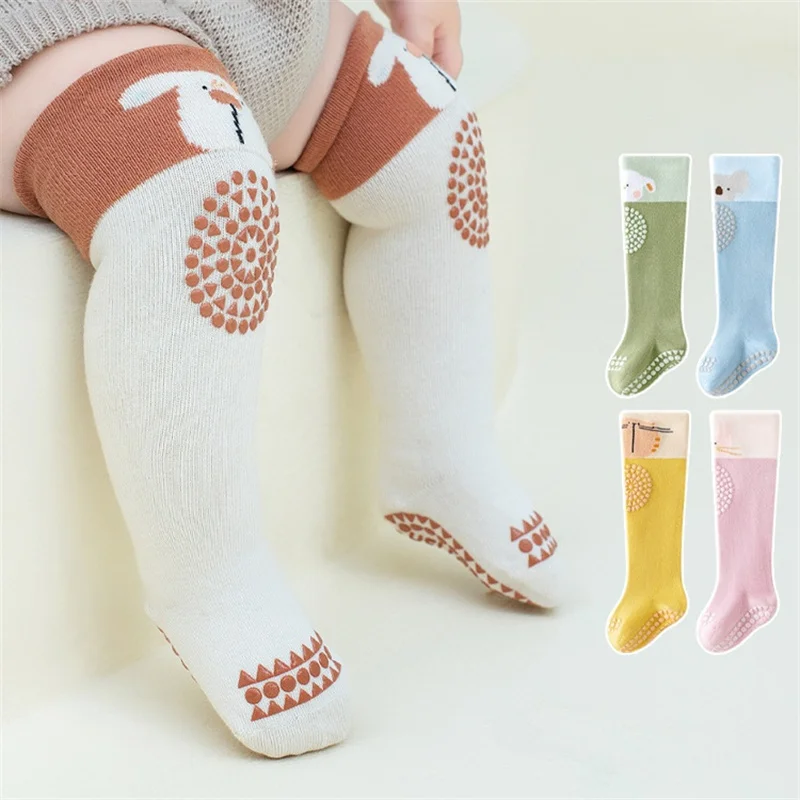 

Autumn Baby Long Socks Cartoon Boneless Anti Slip Kids Floor Socks Children Cotton Kneepad Stockings Leg Warmer Newborn Footwear