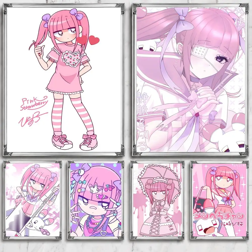 Vintage character M-Menhera chan Poster Self Adhesive Wall Decor Waterproof Removable for Bedroom Living Room bar Gift
