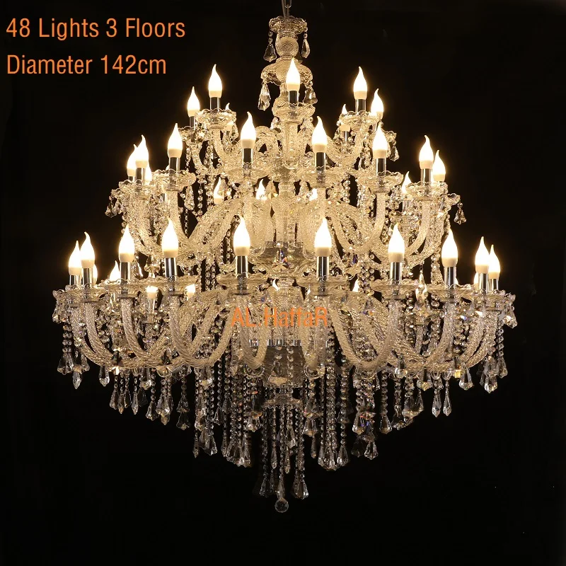 Large Big Crystal Chandelier 24/32/36/40/48/56 Lights 2/3/4 Layers  Villa Hotel Restaurant Shop Salon Candel  Luster