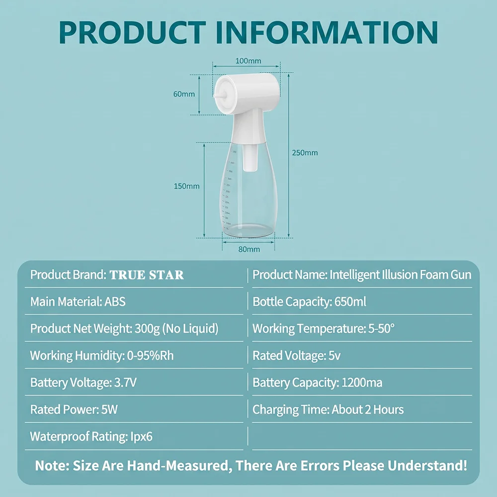650ml Electric Foam Machine Large Capacity One-Touch Foam Gun Automatic Aerator Shampoo Soap Dispenser Tattoo Cleaning Supply