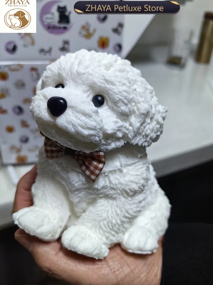 ZHAYA Silicone Realistic Dog Stuffed Toy Squeeze Stress Relief Puppy Model Figure Kids Birthday Gift Desk Decor Ornament