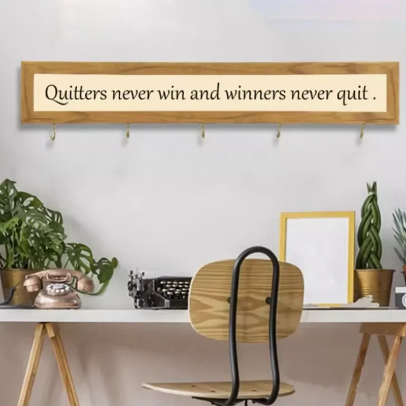 Solid Wood Frame Nordic Wall Hangers Vintage Simple Inspirational English Character Wall Hangers Artistic Luxury Home Decor