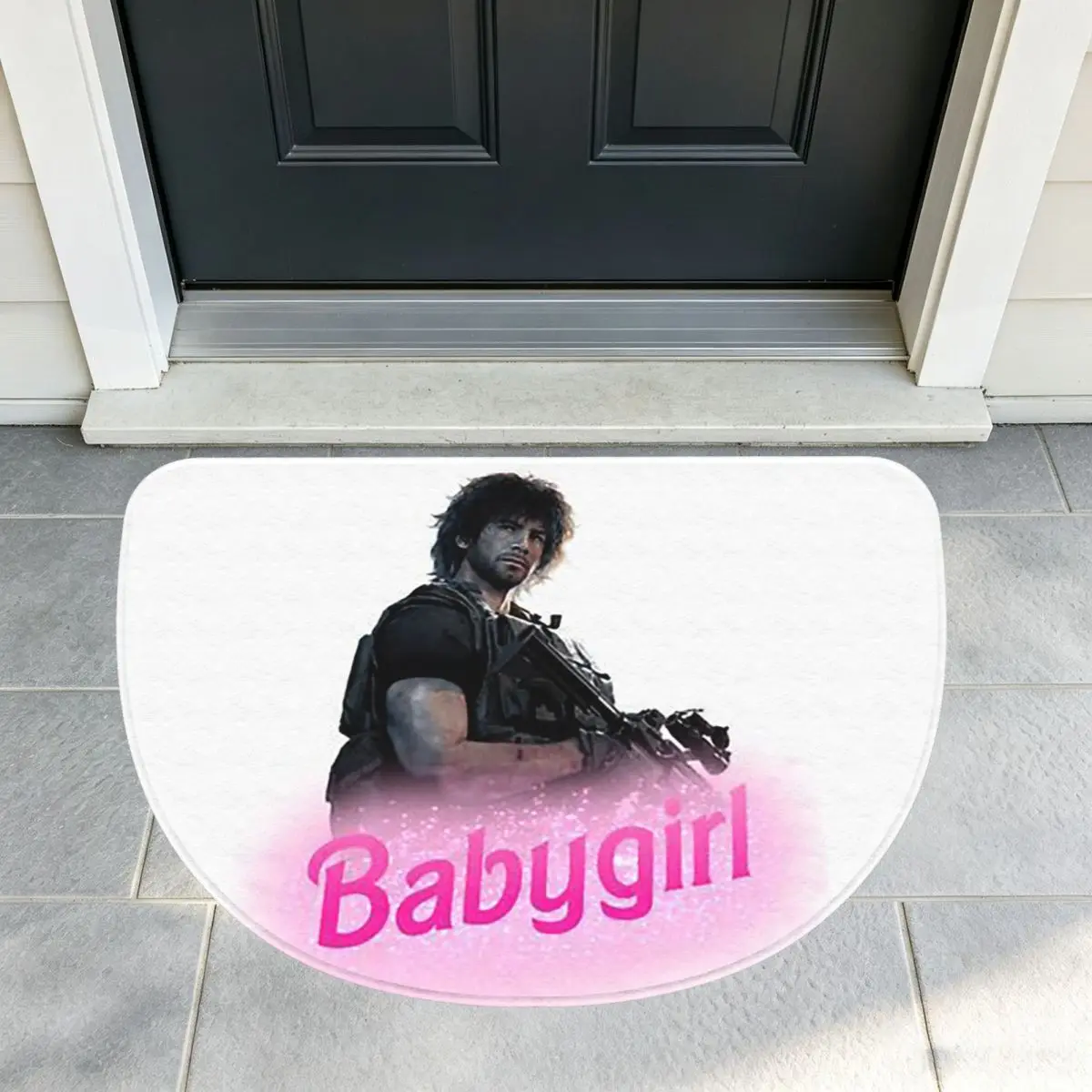Carlos Oliveira Babygirl Soft Flannel Half Round Doormat Non Slip Bathroom Mat Absorbent Floor Carpet for Laundry Room Bathroom