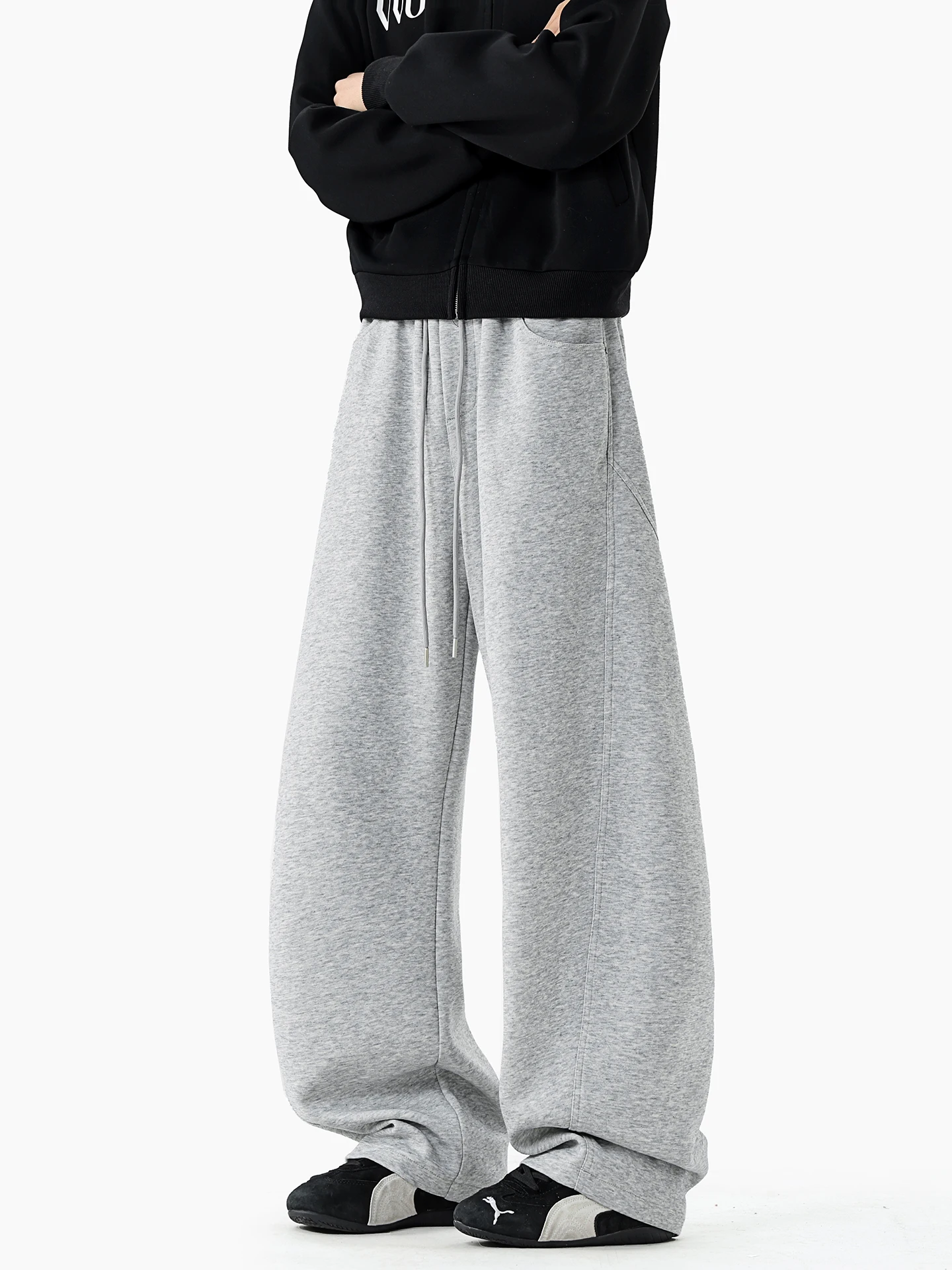 

Boyue American High Street Casual Pants Pure Color Spor Men's Dance Streetwear Loose Fit Straight Leg Basic Tones