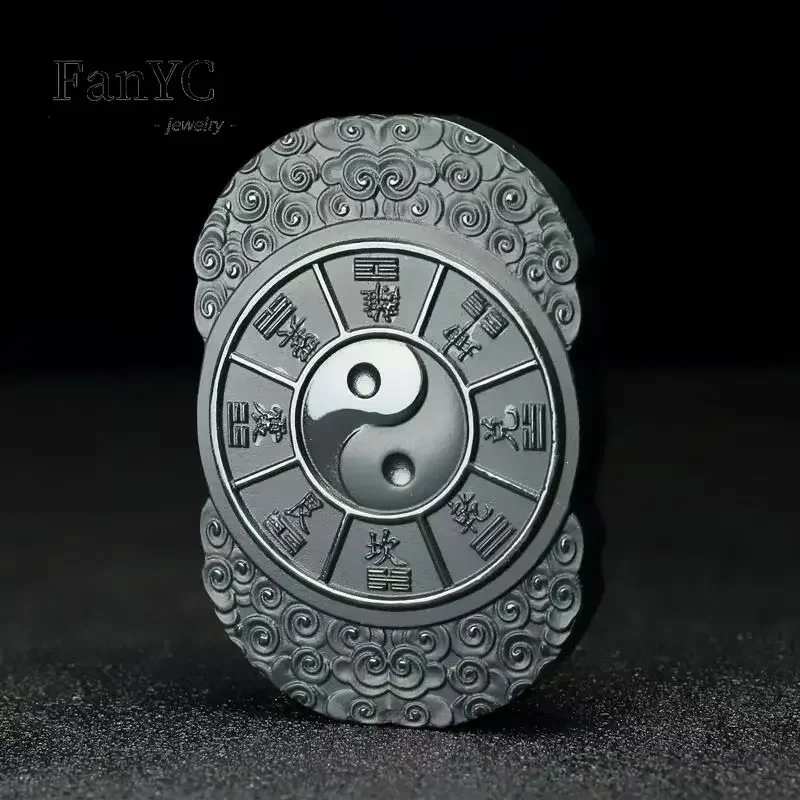 عالية الجودة الطبيعية Hetian الأزرق اليشم بدوره المد Taiji قلادة رائعة موضة الرجال والنساء قلادة مجوهرات تميمة محظوظ