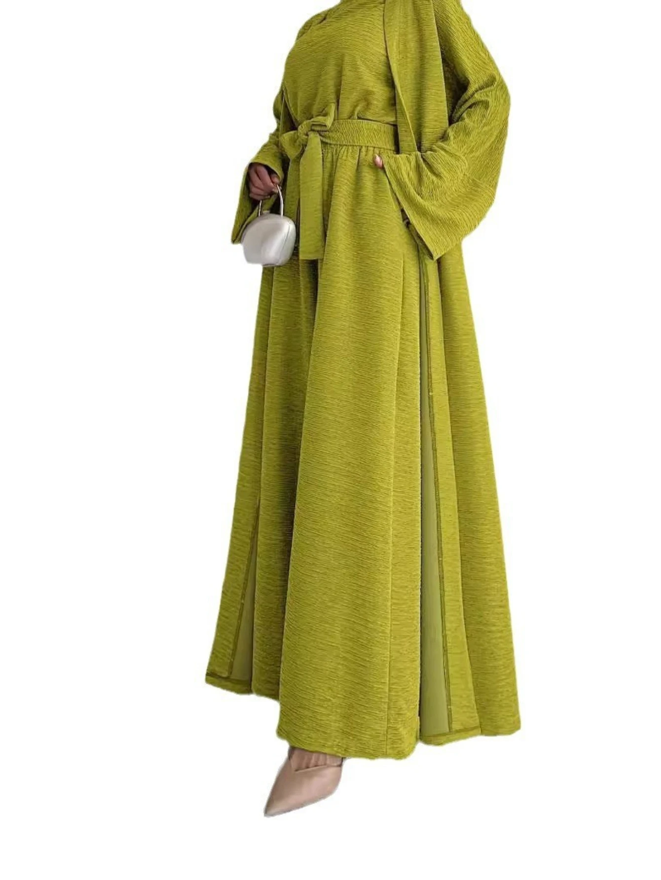 Eid Dubai Abayas Women Turkey Cardigan Muslim Long Robe Sets Islam Two Pieces Set Lace Up Tops Jumpsuit Suit Female Morocco