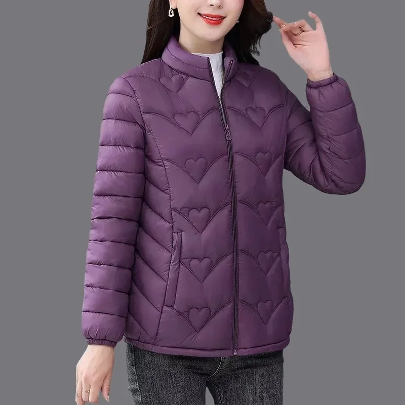 2024 New Winter Short Standing Collar Cotton-padded Jacket Loose Lightweight Warm Parkas Casual Pockets Cotton Coats Women\'s Jac