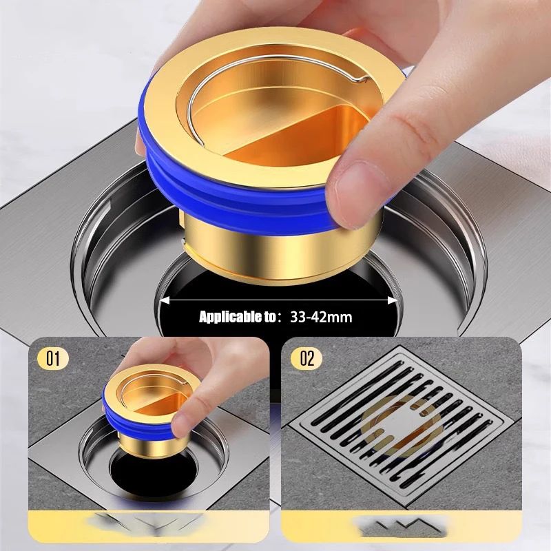 Floor Drain Core Automatic Open Close Fast Drainage Odor Insect Backflow Preventer for Home Bathroom Kitchen Universal Fit