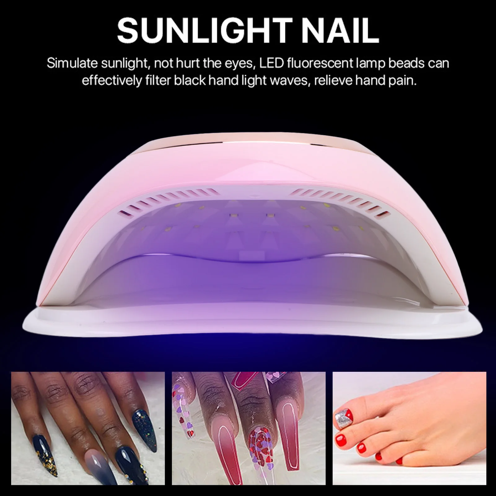 UV LED Nail Light Smart Sensor Nail Polish Curing Lamp Large Power Lamp Chips Multifunctional Fast Curing for Nail Salon