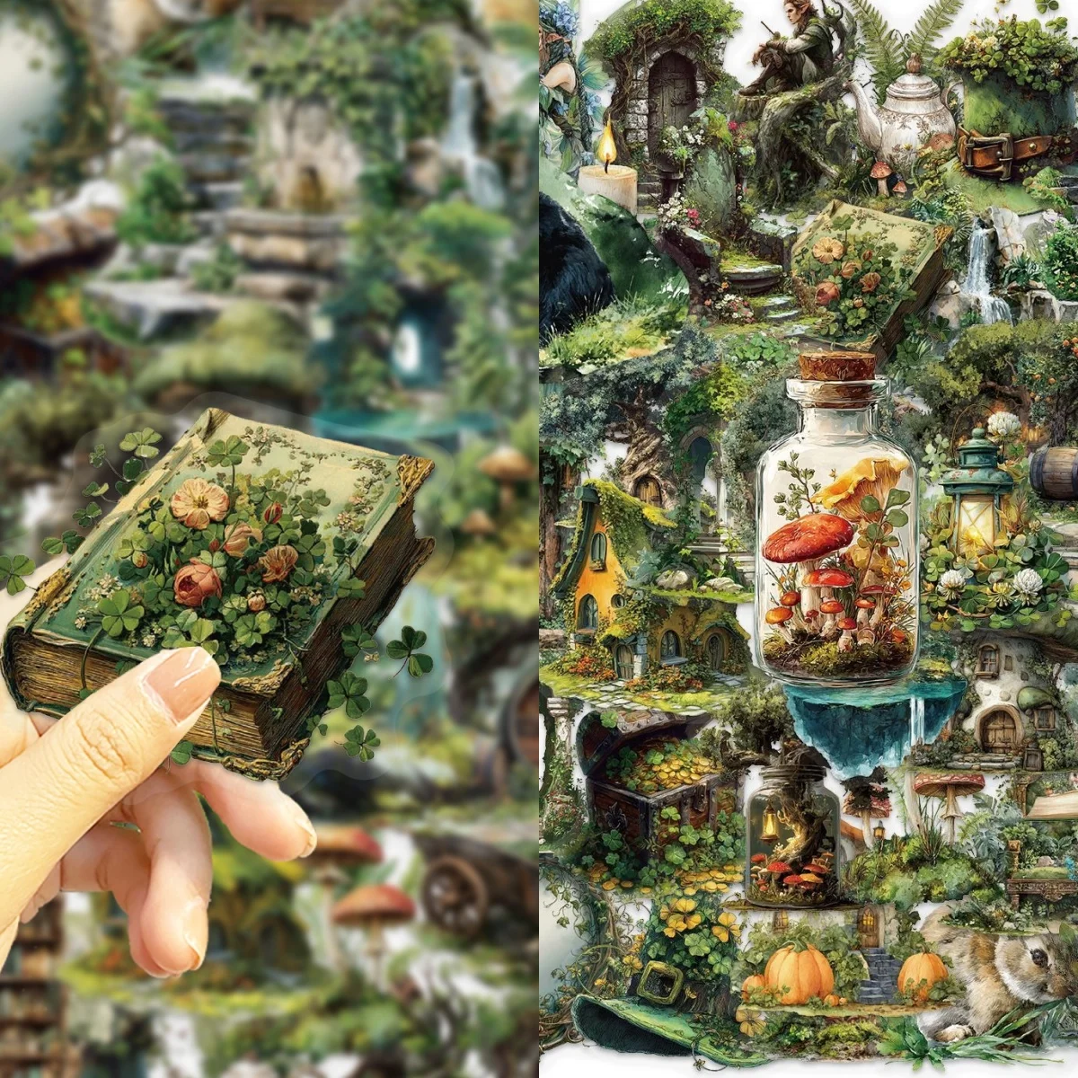 Pacote de 50 Adesivos com Tema Florestal, Adesivos Verdes para Telefone, Copo de Água, Geladeira e Brinquedos
