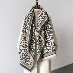 Thick Warm Winter Scarf Houndstooth Design Print Women Cashmere Pashmina Shawl Lady Wrap Scarves Knitted Female Foulard Blanket