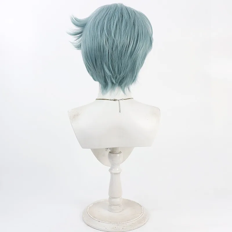 Nieuwe Anime Vtuber Freodore Cosplay Pruik Blauw Kort Haar Hittebestendige Synthetische Pruiken Halloween Carnaval Prop