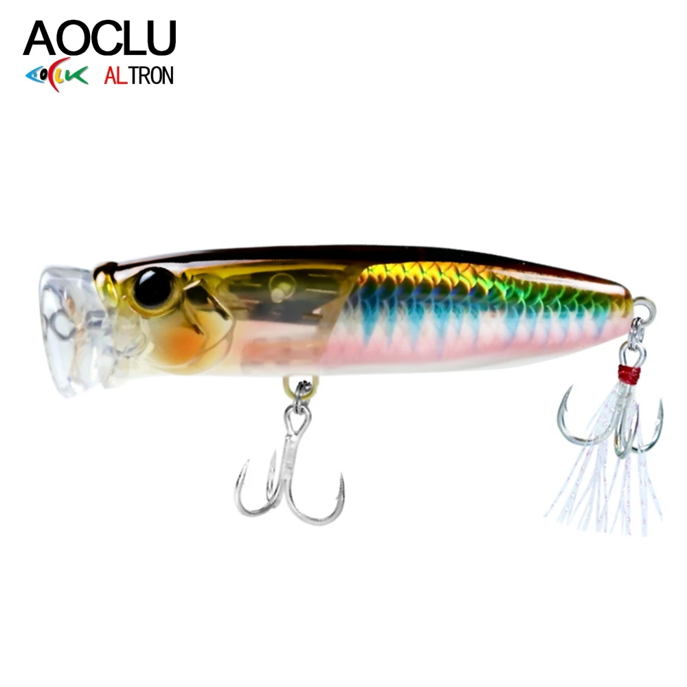 AOCLU Lure Popper Fishing Bait, 70mm, 9.5g, 90mm, 18g, Top Water, Strong Splash, Sea Bass, Boat, Fish, Easy Cast, 1Pc