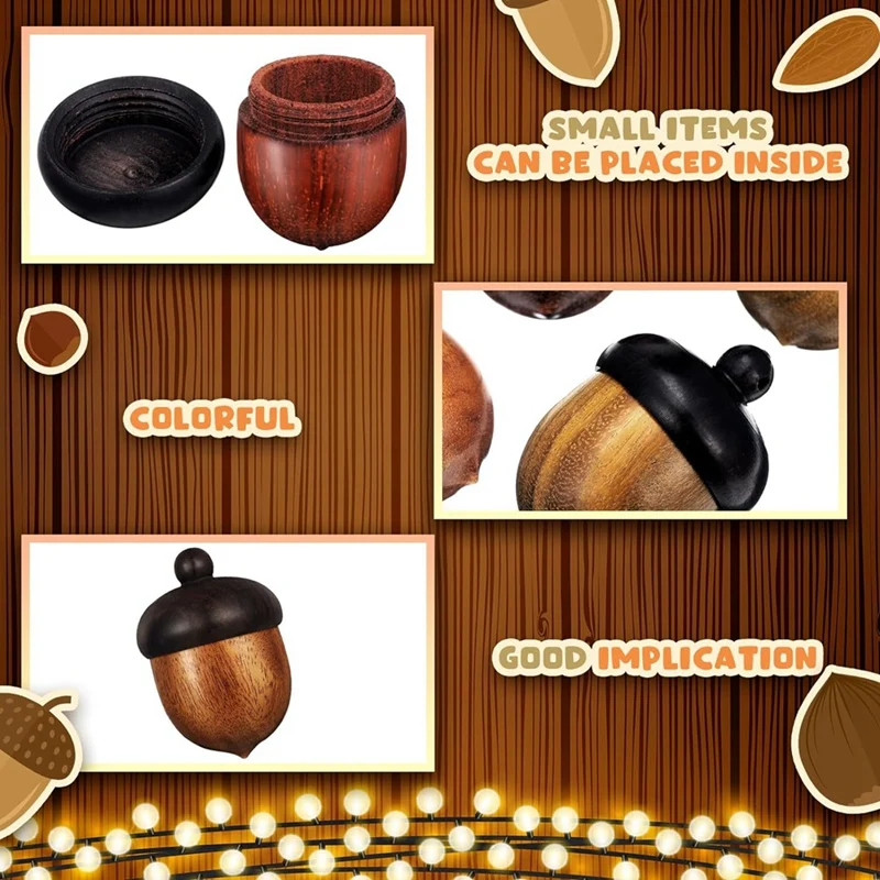 15 PCS Miniature Wood Acorn Charms Detachable Wooden Acorn Pendant 3 Colors Shaped Wood Acorn Nut Box For Jewelry Making