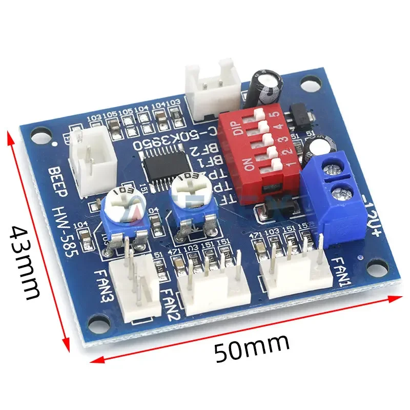 DC 12V 5A PWM PC CPU Fan Temperature Control Speed Controller Module Buzzer High-Temp Alarm NTC B 3950 Thermistor 50K