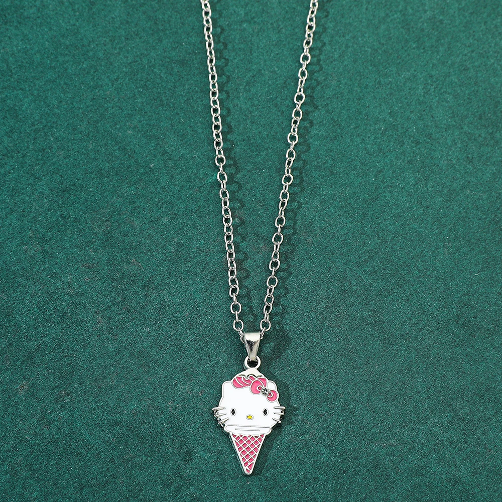 1pc Hello Kitty Ice Cream Necklace Pink Collar Chain Anime Girl Gift