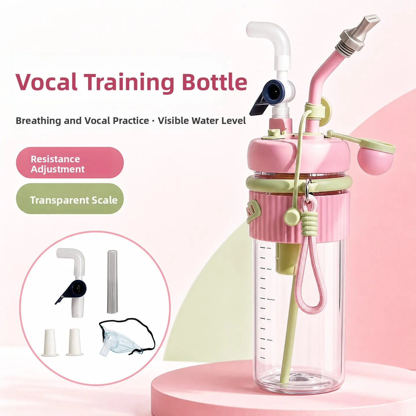 Professional Training Water Bottle Voice Opening Singing Practice Vocal Instrument Breath Resistance Tester Cylindrical Straw...
