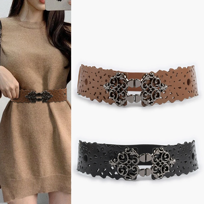 Fashion Wide Women Belt Designer Women Genuine Leather Belt Metal Women Soft Comfortable Clothes Belt Accessories 5.0cm width