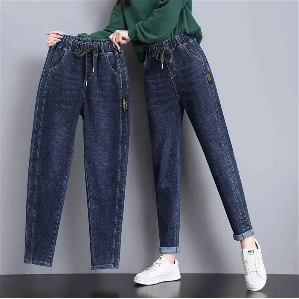 

High Waisted Jeans For Women'S 2024 Spring And Autumn Season New Slimming Loose Casual Straight Leg Cropped Pantsy2k Clothing