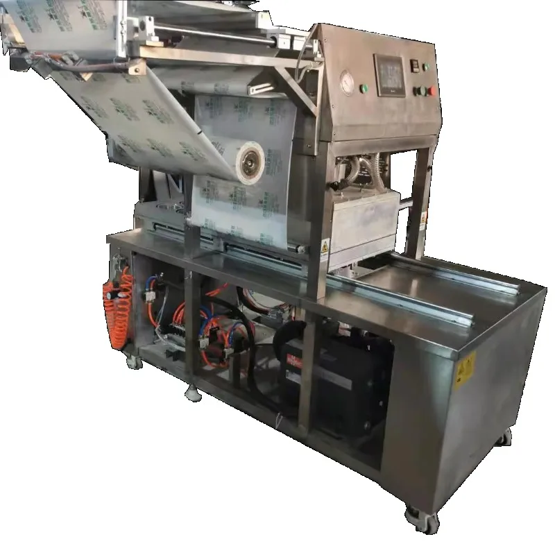 Flush Tray Sealing Machine Vacuum Food Packer for Grocery Store Cooked Food Fresh Preservation