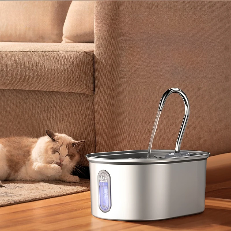 

304 Stainless Steel Pet Water Fountain Cat Dog Automatic Dispenser Quiet Pump Filter Large Capacity Drinking Bowl Pet Feeder